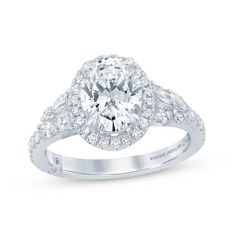 Main Image 1 of Previously Owned Monique Lhuillier Bliss Oval-Cut Lab-Grown Diamond Engagement Ring 2-5/8 ct tw 18K White Gold