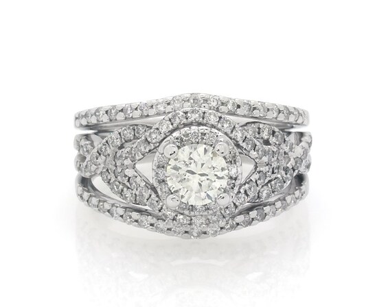 Previously Owned Round-Cut Diamond Soldered Bridal Set 1-1/5 ct tw 14K White Gold Size