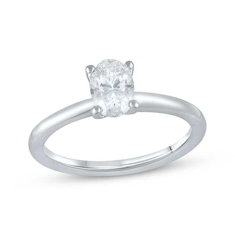 Main Image 1 of Previously Owned Oval-Cut Lab-Grown Diamond Solitaire Engagement Ring 1 ct tw 14K White Gold (F/VS2)