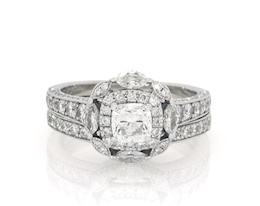 Previously Owned Neil Lane Cushion-Cut Diamond Double Halo Bridal Set 2 ct tw 14K White Gold Size 7