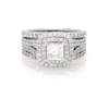 Thumbnail Image 1 of Previously Owned Vera Wang Love Collection Princess-Cut Diamond Double Halo Bridal Set 2-3/4 ct tw 14K White Gold Size 7.25