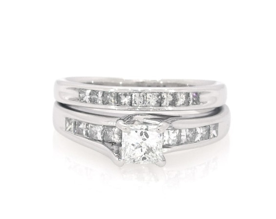 Previously Owned Princess-Cut Diamond Bridal Set 1-1/5 ct tw 10K White Gold Size 6