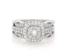 Thumbnail Image 1 of Previously Owned Princess-Cut Diamond Halo Bridal Set 5/8 ct tw 14K White Gold Size 5.25
