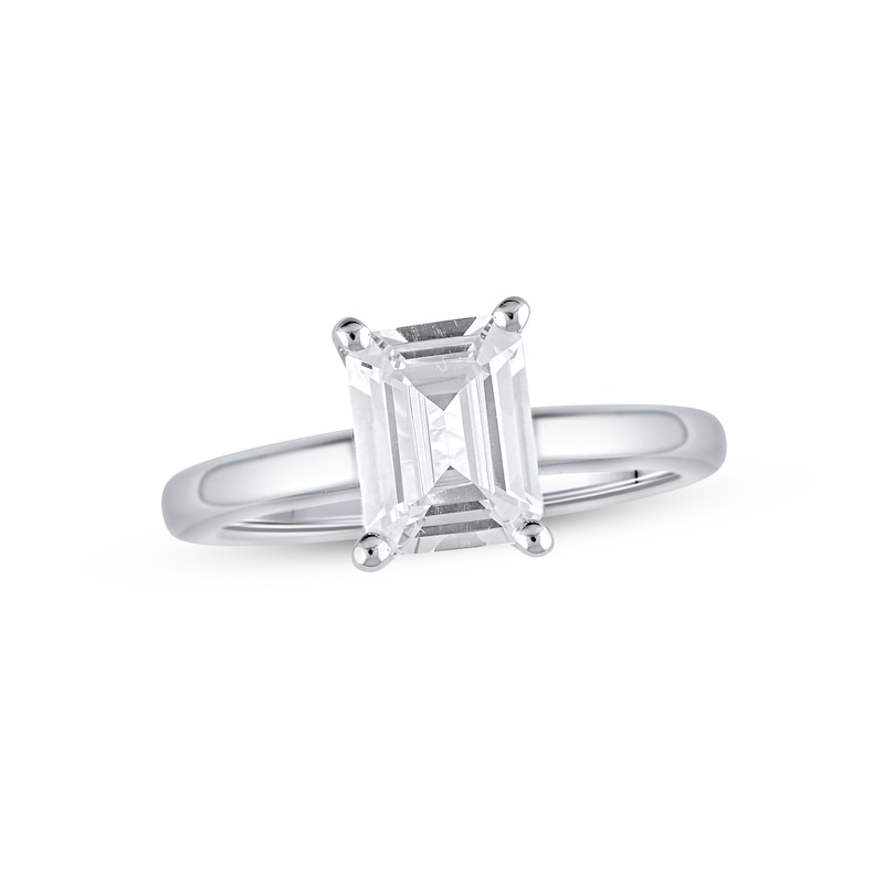 Main Image 1 of Previously Owned Lab-Grown Diamonds Emerald-Cut Solitaire Engagement Ring 2 ct tw 14K White Gold (F/SI2)