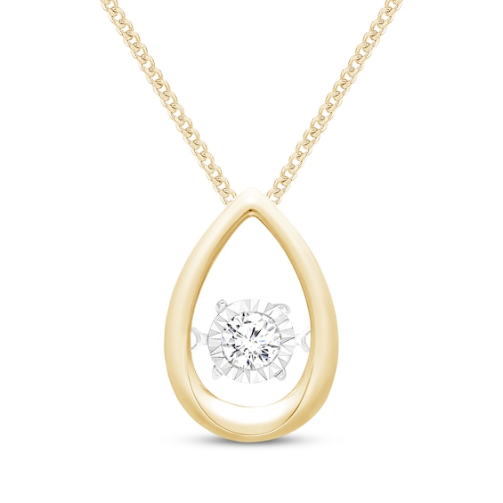 Previously Owned Unstoppable Love Diamond Teardrop Frame Necklace 1/10 ct tw 10K Yellow Gold 19"