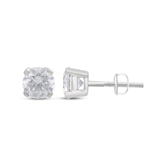 Previously Owned KAY Lab-Grown Diamonds Round-Cut Solitaire Stud Earrings 1-1/4 ct tw 14K White Gold (I/SI2)