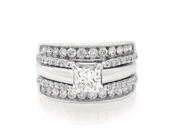 Previously Owned Princess-Cut Diamond Bridal Set 1-7/8 ct tw 14K White Gold Size 6.75