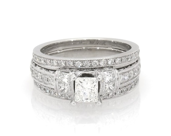 Previously Owned Neil Lane Princess-Cut Diamond Bridal Set 1-1/2 ct tw 14K White Gold Size 6.5