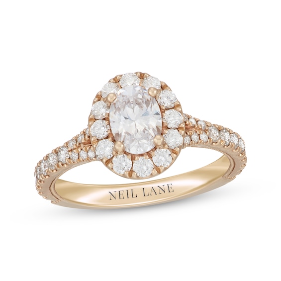 Previously Owned Neil Lane Oval-Cut Diamond Halo Engagement Ring 1-5/8 ct tw 14K Yellow Gold