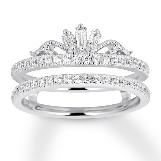 Previously Owned Diamond Enhancer Ring 1/2 ct tw Round/Baguette 14K White Gold