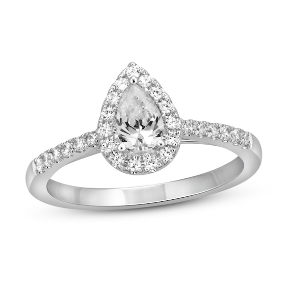 Previously Owned Diamond Engagement Ring 3/4 ct tw Pear-shaped 14K White Gold