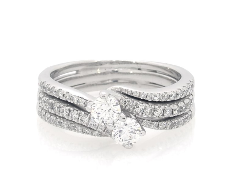 Main Image 1 of Previously Owned Ever Us Round-Cut Diamond Bridal Set 7/8 ct tw 14K White Gold Size 7.5