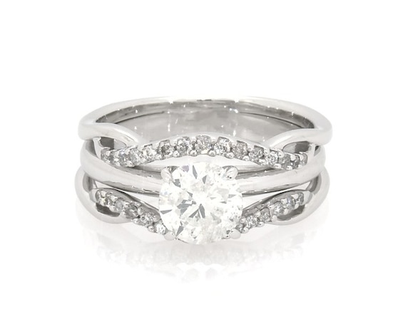 Previously Owned Round-Cut Diamond Bridal Set 1-1/8 ct tw 10K & 14K White Gold Size 6.5