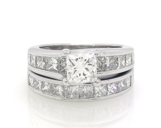 Previously Owned Princess-Cut Diamond Bridal Set ct tw 14K White Gold Size 7
