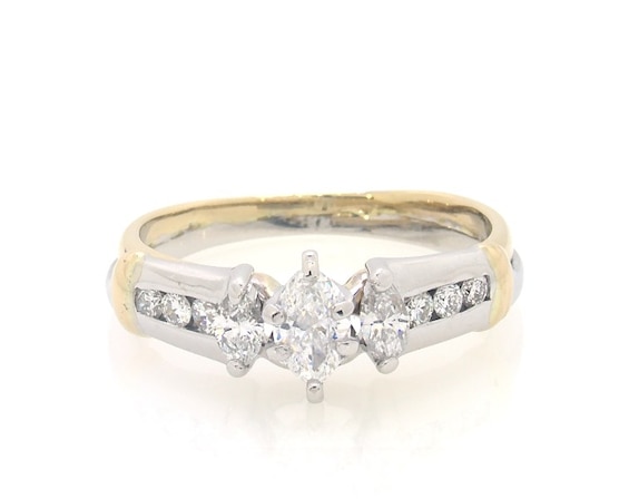 Previously Owned Marquise-Cut Diamond Bridal Set 5/8 ct tw 14K Two-Tone Gold Size 7.75