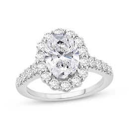 Previously Owned Lab-Grown Diamonds Oval-Cut Halo Engagement Ring 3 ct tw 14K White Gold