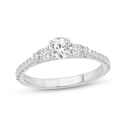 Previously Owned Memories Moments Magic Round-Cut Lab-Grown Diamond Three-Stone Engagement Ring 3/4 ct tw 14K White Gold