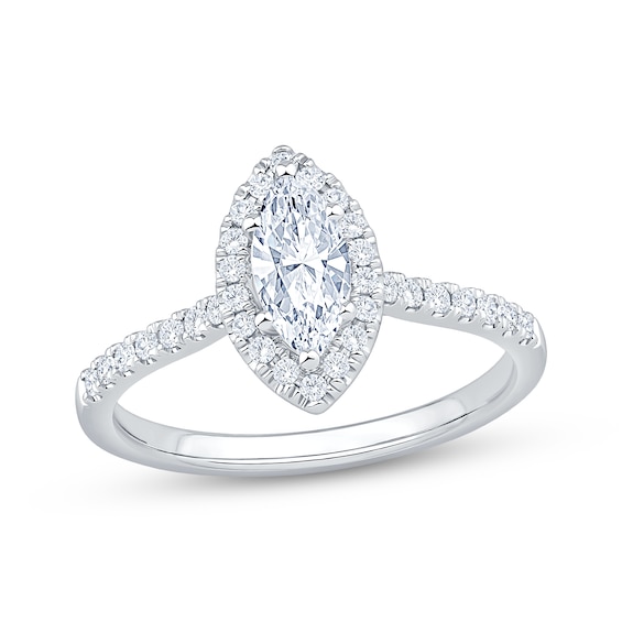 Previously Owned KAY Signature Collection Marquise-Cut Lab-Grown Diamond Halo Engagement Ring 3/4 ct tw 14K White Gold