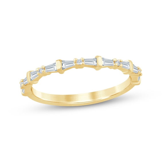 Previously Owned KAY Bow Collection Baguette & Round-Cut Lab-Grown Diamond Anniversary Ring 1/4 ct tw 14K Yellow Gold