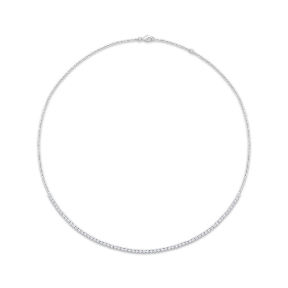 Previously Owned KAY Lab-Grown Diamonds Adjustable Tennis Necklace 1 ct tw Sterling Silver 18"