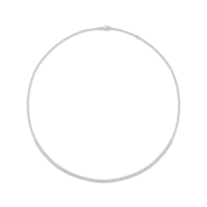 Main Image 1 of Previously Owned KAY Lab-Grown Diamonds Adjustable Tennis Necklace 1 ct tw Sterling Silver 18"