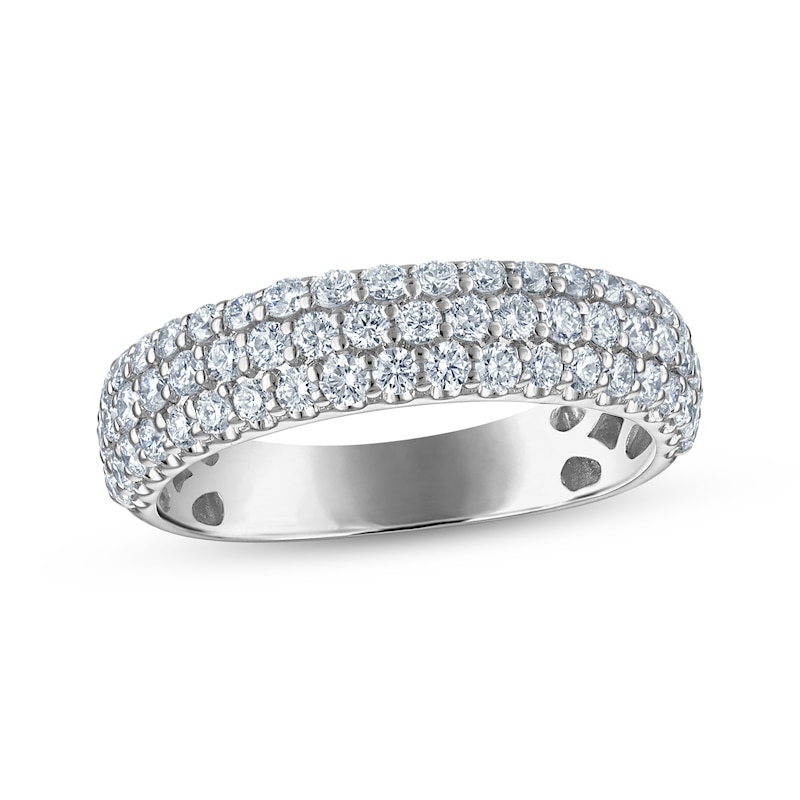 Main Image 1 of Previously Owned Lab-Grown Diamond Three-Row Anniversary Ring 1 ct tw 10K White Gold