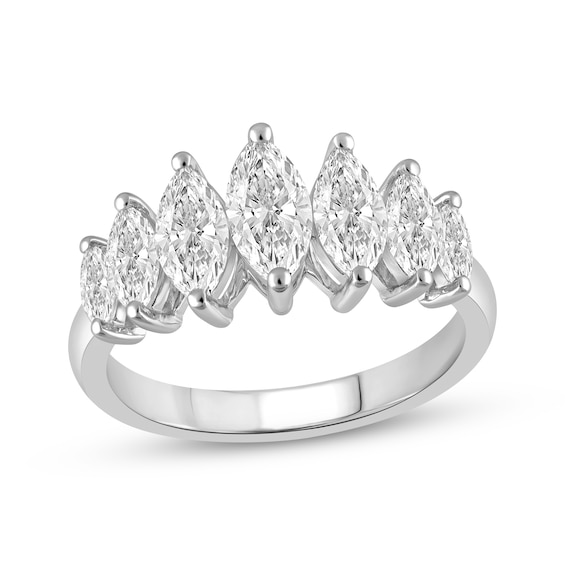 Previously Owned Lab-Grown Diamonds Marquise-Cut Seven-Stone Anniversary Ring 2 ct tw 14K White Gold