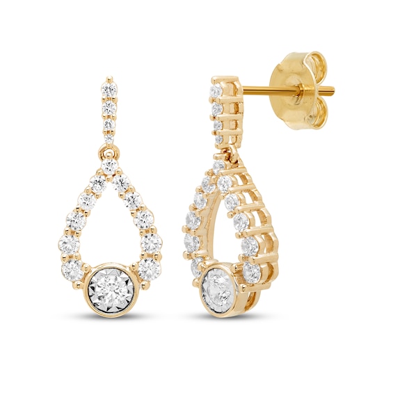 Previously Owned Diamond Teardrop Dangle Earrings 1/2 ct tw 10K Yellow Gold