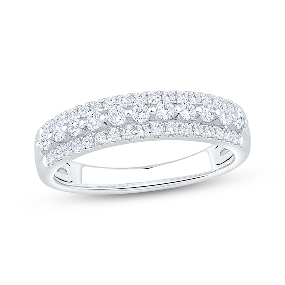Previously Owned Lab-Grown Diamonds Three-Row Anniversary Ring 1/2 ct tw 14K White Gold