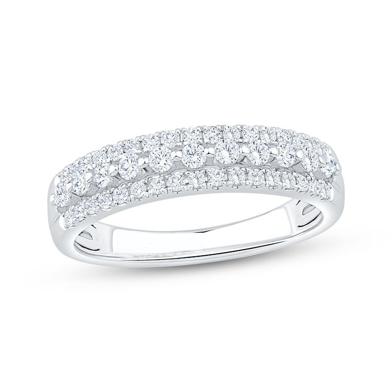 Main Image 1 of Previously Owned Lab-Grown Diamonds Three-Row Anniversary Ring 1/2 ct tw 14K White Gold