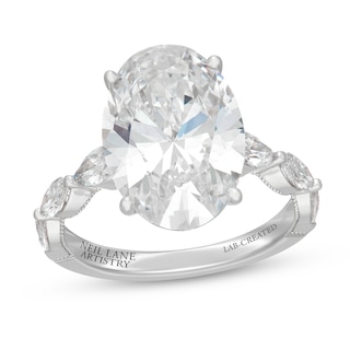 Previously Owned Neil Lane Artistry Oval-Cut Lab-Grown Diamond Engagement Ring 7 ct tw 14K White Gold
