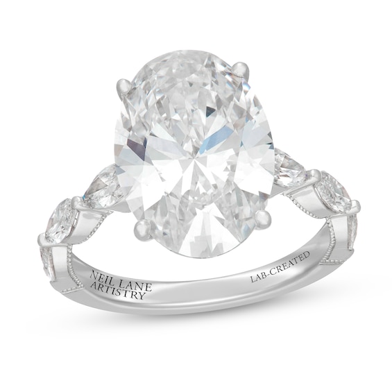 Previously Owned Neil Lane Artistry Oval-Cut Lab-Grown Diamond Engagement Ring 7 ct tw 14K White Gold