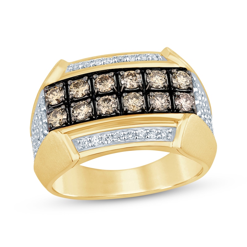 Main Image 1 of Previously Owned Men's Brown & White Diamond Ring 1-1/2 ct tw 10K Yellow Gold