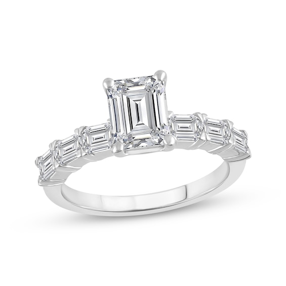 Previously Owned Lab-Grown Diamonds Emerald-Cut Engagement Ring 2-1/2 ct tw 14K White Gold