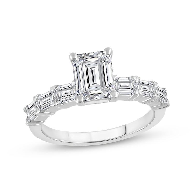 Main Image 1 of Previously Owned Lab-Grown Diamonds Emerald-Cut Engagement Ring 2-1/2 ct tw 14K White Gold