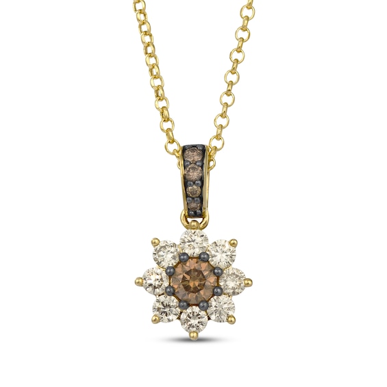 Previously Owned Le Vian Sunflower Necklace 7/8 ct tw Diamonds 14K Honey Gold 19"
