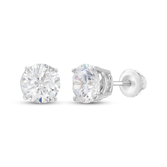 Previously Owned Round-Cut Lab-Grown Diamond Solitaire Stud Earrings 2 ct tw 14K White Gold (F/SI2)