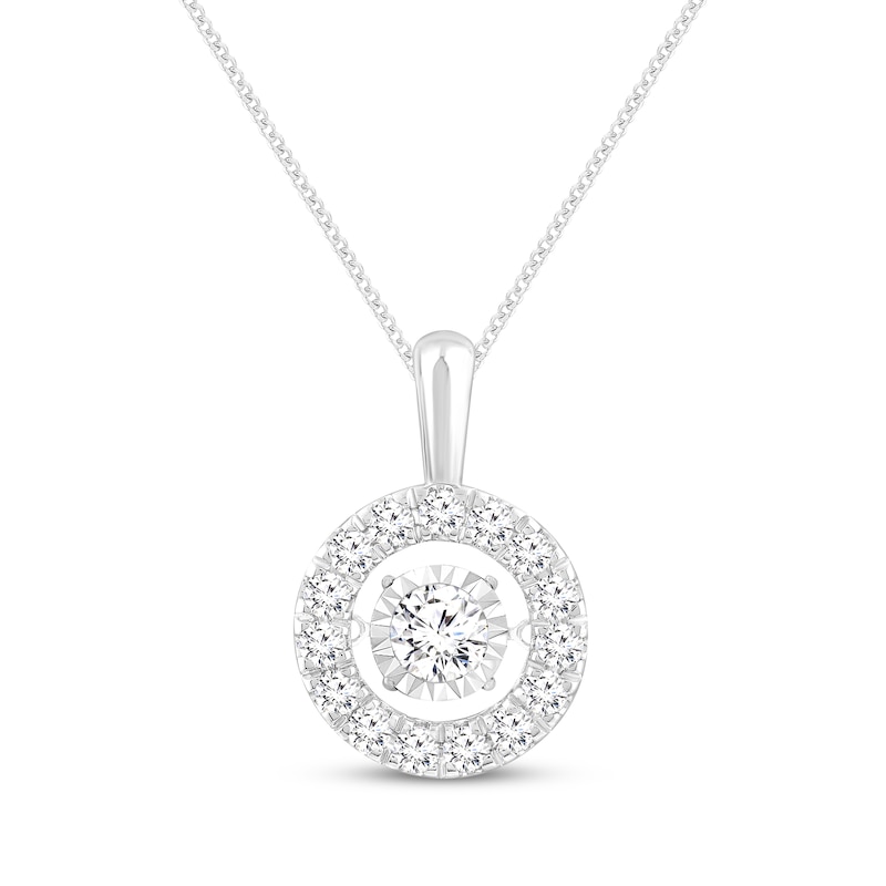 Main Image 1 of Previously Owned Unstoppable Love Diamond Halo Necklace 1 ct tw 14K White Gold 19"
