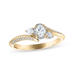 Previously Owned Memories Moments Magic Oval-Cut & Pear-Shaped Diamond Bypass Engagement Ring 3/8 ct tw 14K Two-Tone Gold