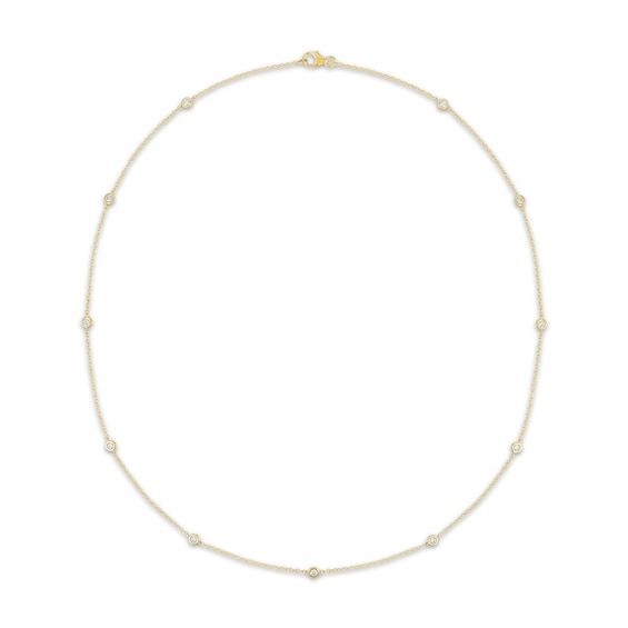 Previously Owned KAY Lab-Grown Diamonds Bezel-Set Station Necklace 1/2 ct tw 10K Yellow Gold 18"