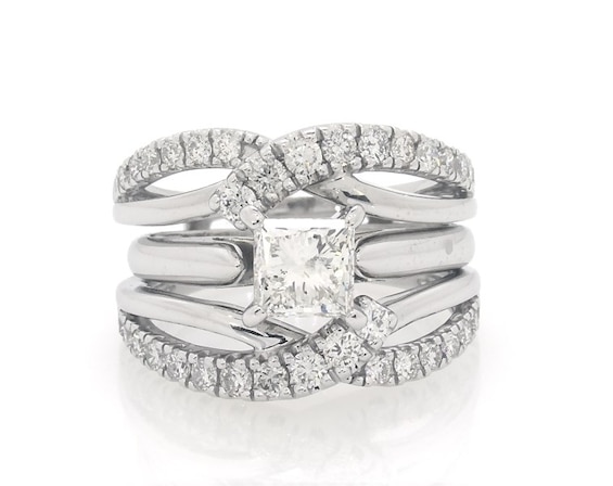 Previously Owned Princess-Cut Diamond Bridal Set 1-5/8 ct tw 14K White Gold Size 5