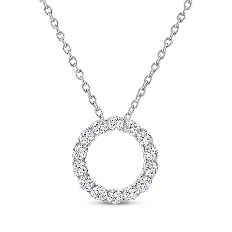 Main Image 1 of Previously Owned THE LEO Diamond Open Circle Necklace 1/2 ct tw 14K White Gold 19"