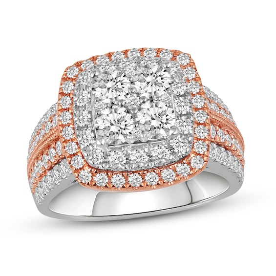 Previously Owned Diamond Engagement Ring 2 ct tw Round-cut 14K Two-Tone Gold