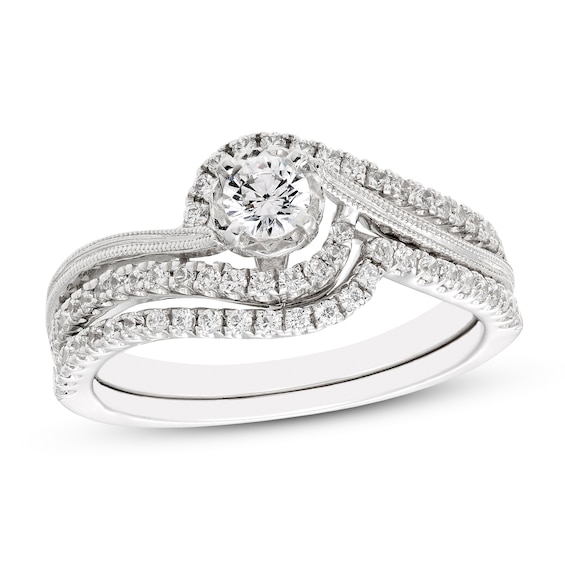 Previously Owned Diamond Bridal Set 1/2 ct tw Round-cut 10K White Gold