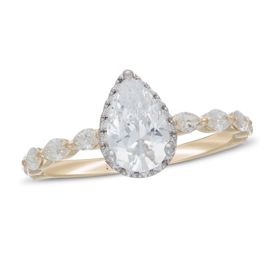 Previously Owned Neil Lane Premiere Pear-cut Diamond Engagement Ring 1-1/2 ct tw 14K Two-Tone Gold