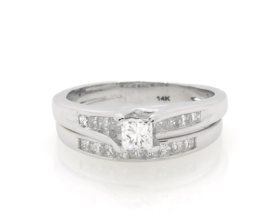 Previously Owned Princess-Cut Diamond Bridal Set 5/8 ct tw 14K White Gold Size 5.5