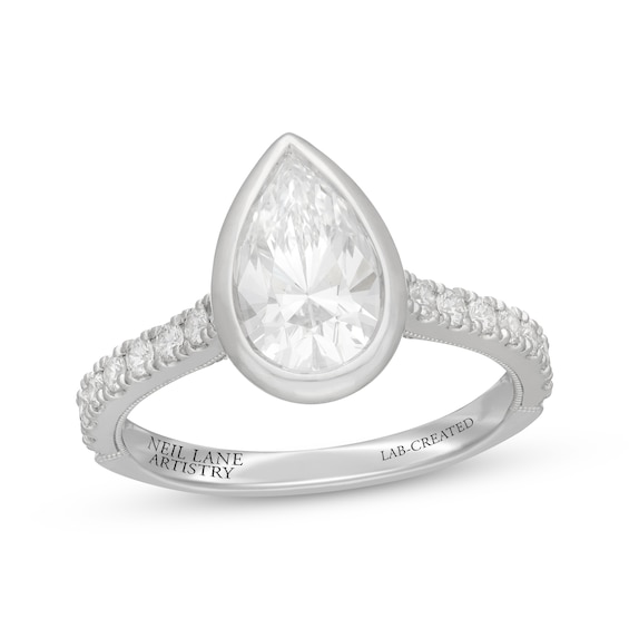 Previously Owned Neil Lane Artistry Pear-Shaped Lab-Grown Diamond Bezel-Set Engagement Ring 2 ct tw 14K White Gold