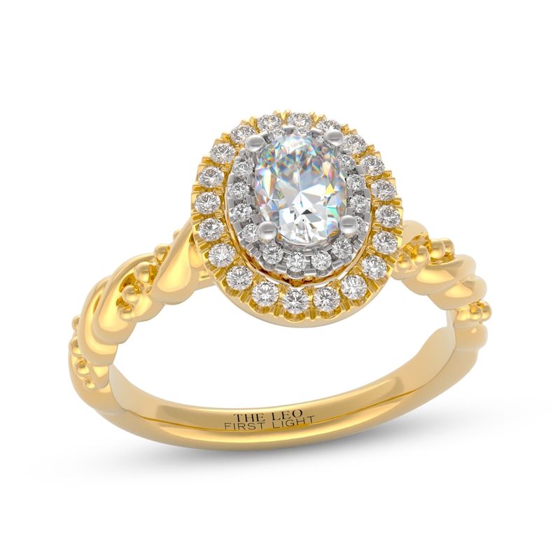Main Image 1 of Previously Owned THE LEO First Light Diamond Oval-Cut Engagement Ring 3/4 ct tw 14K Two-Tone Gold