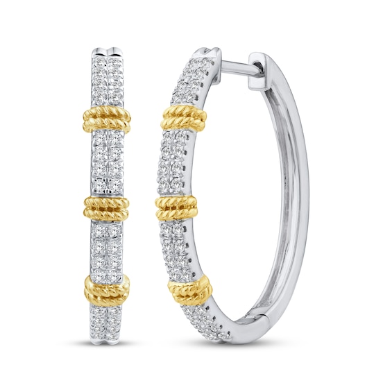 Previously Owned Threads of Love Diamond Hoop Earrings 1/3 ct tw 10K Two-Tone Gold