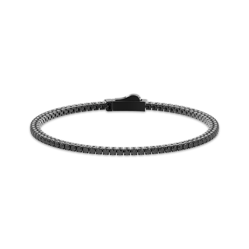 Main Image 1 of Previously Owned Men's Black Diamond Tennis Bracelet 7 ct tw Black Ion-Plated Sterling Silver 8.5"